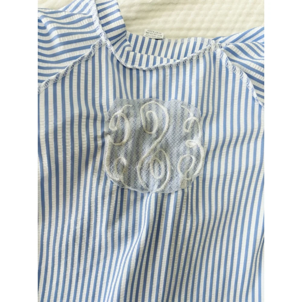 Girls RuffleButts Rashguard Swim Set 4T Blue White Striped